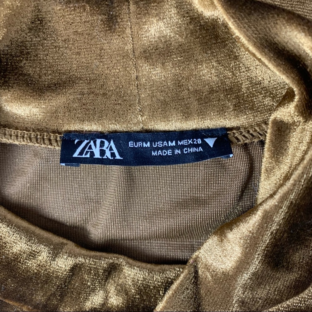 Zara Velour Mock Neck Crop Top Medium - Picture 3 of 3